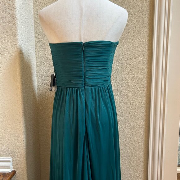 Marina Gown Hunter Green Strapless Ruched Sweetheart Neck Size 12 - Picture 8 of 9